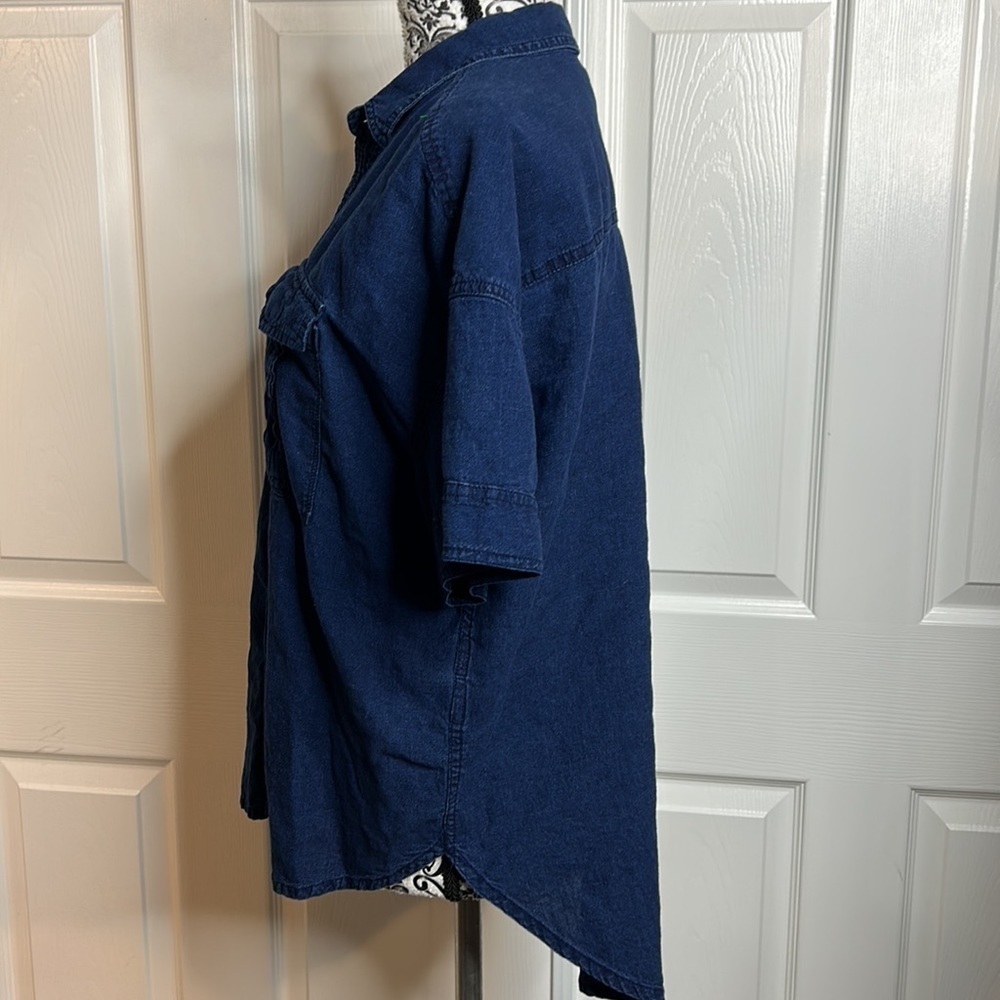 J Crew Dark Blue Button Down M Short Sleeve - Picture 3 of 6